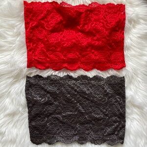 Bundle of 2 Color Story Black and Red Lace‎ Bandeaus - Size Large
